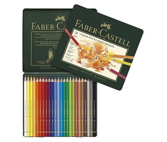 Colored pencils, 24 polychrome colors, metal box