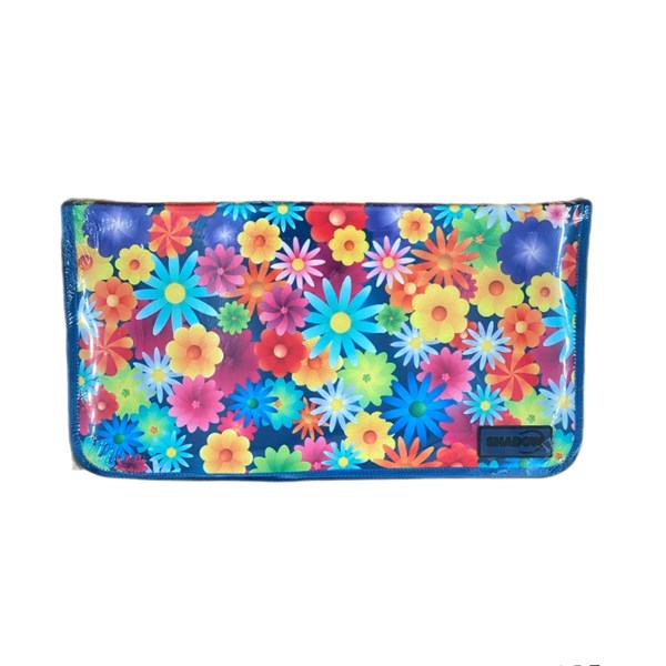Fabric pencil case with 3 shades of floral design