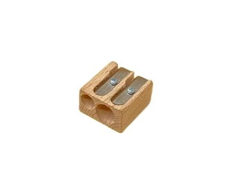 M+R two-hole wooden pencil sharpener