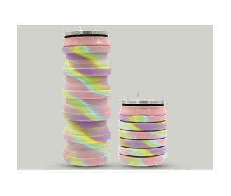 Pastel flat accordion silicone thermos