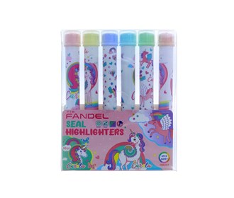 6-color highlighter with unicorn fandel seal