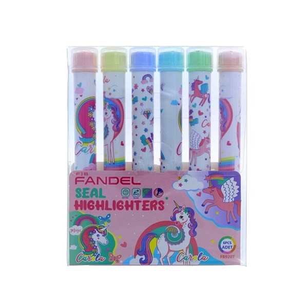 6-color highlighter with unicorn fandel seal