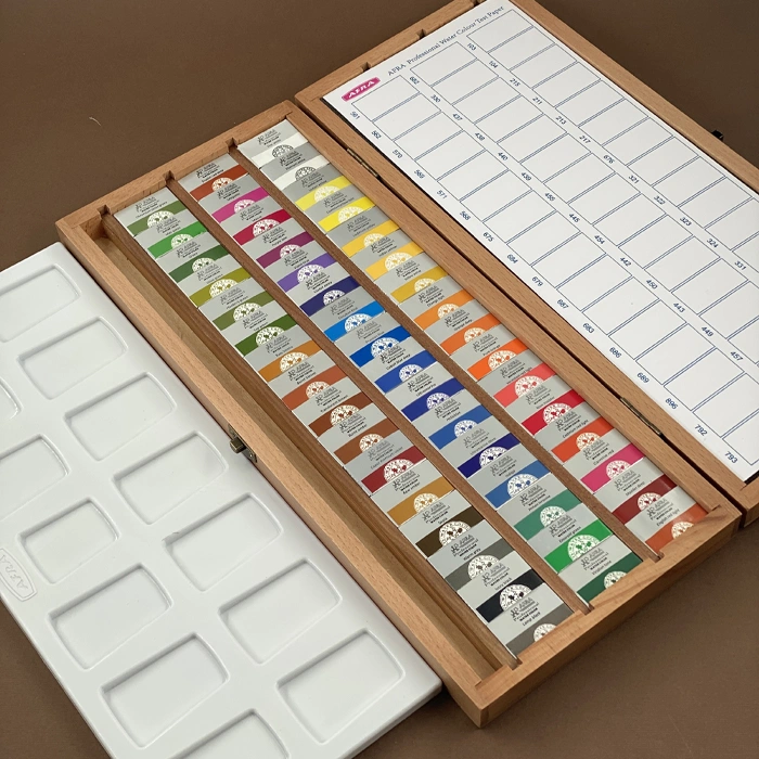 Watercolor 48 colors maple wooden box