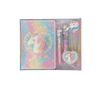 4-piece unicorn design stationery set